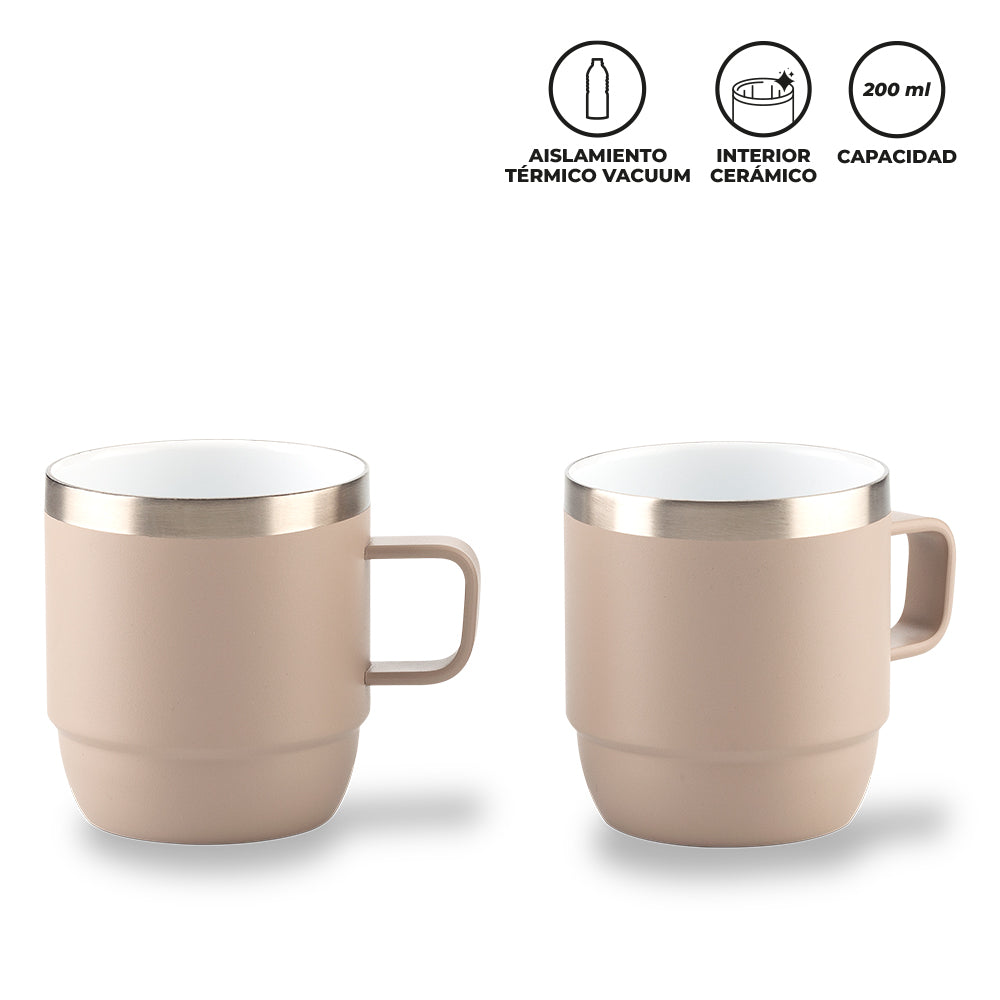 Set De Mugs Metálicos Stylor 200 mL